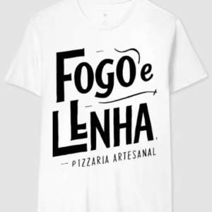 Camiseta lettering fogo e lenha marca