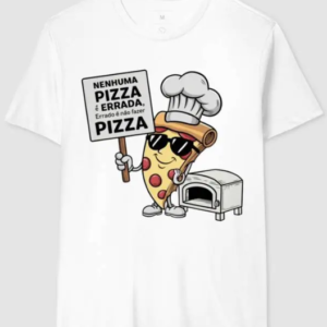 Camiseta estampada não existe pizza errada com mascote de fatia de pizza 2