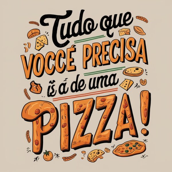 estampa de frases tudo que voce precisa é de uma pizza - Image 3